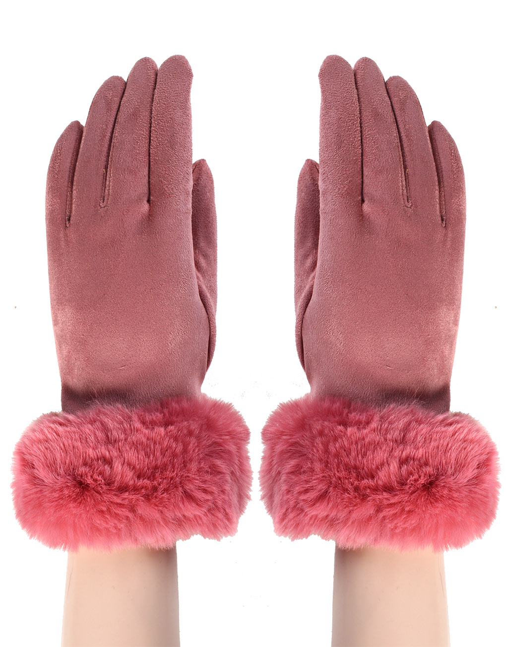 Plain Fur Trim Gloves Luxe Wholesale