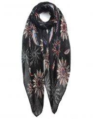 Feather Flower Print Scarf