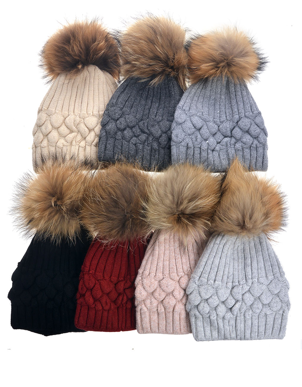 real fur pom pom hats