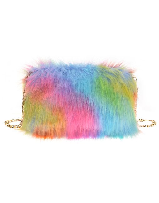 Rainbow Colour Fur Bag