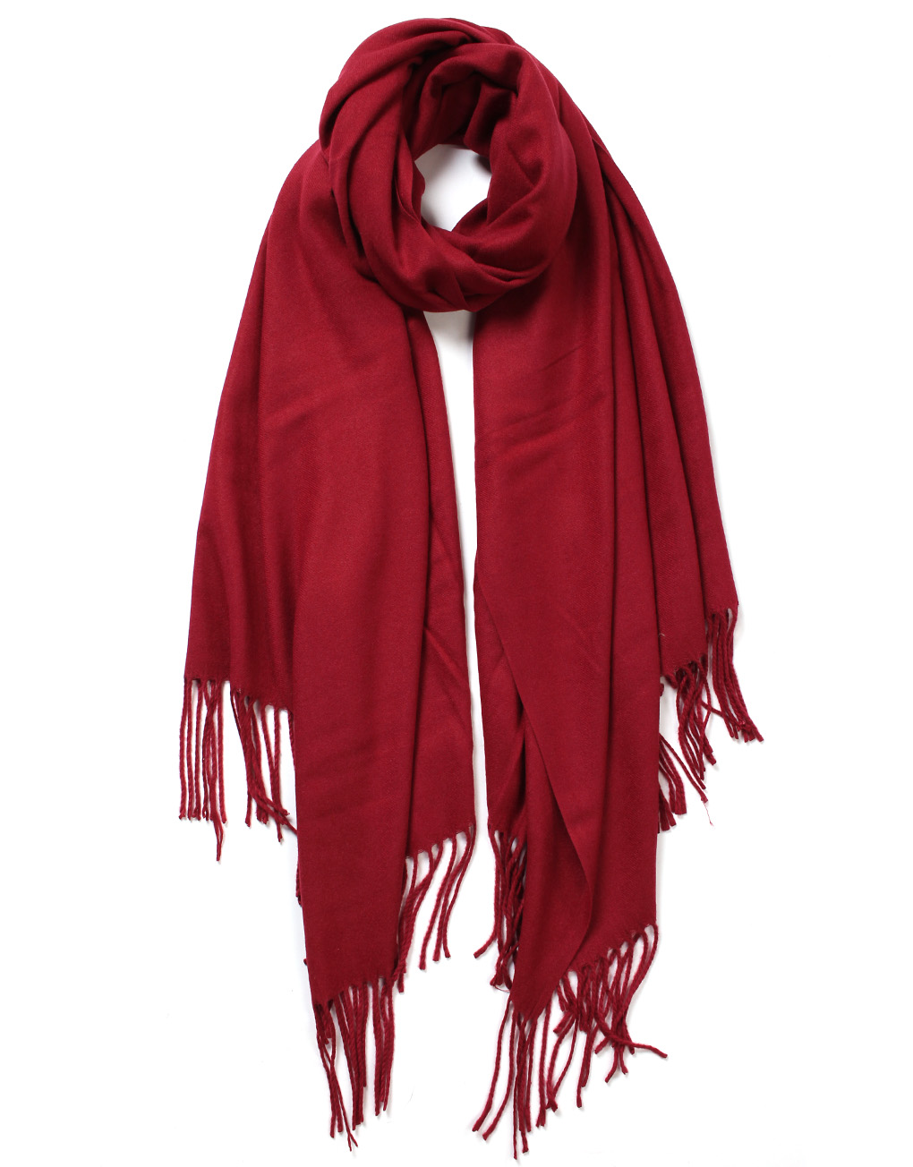 Plain Winter Scarf with Tassels - Luxe Wholesale