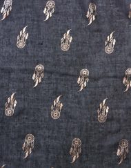 Feather Pendant Gold Foil Print Scarf