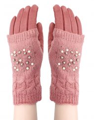 Pearl Knitted Covered Suede Glove